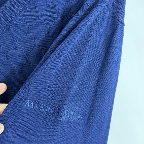 Aureus Fine Silk Blend Navy Blue Silk/Cotton V Neck Sweater XL - Picture 8 of 16